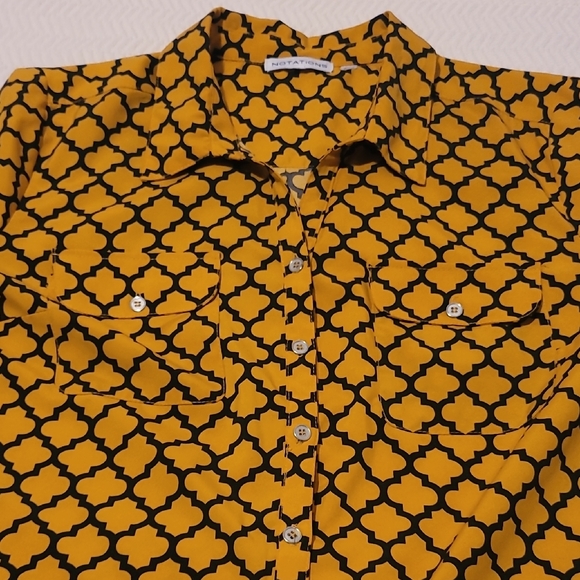 Notations Mustard and Black Geometric Shirt - Picture 4 of 5